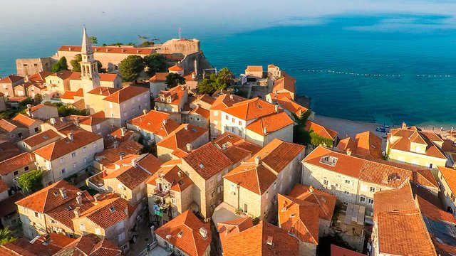 The view from the heights of the Old town, Budva, Montenegro