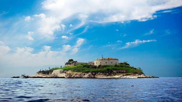 The island Mamula with fort, Kotor Bay, Montenegro