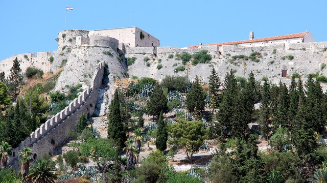 View of the fortress from the Old town, Hvar island, Croatia - Adriatic sailing routes of SimpleSail