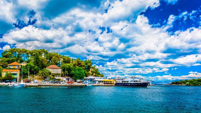 The view from the port of Rogač town, Šolta island, Croatia